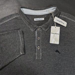 $118 Tommy Bahama Men's Paradise Cove Long Sleeve Polo Shirt Size 4XLB Gray Coal